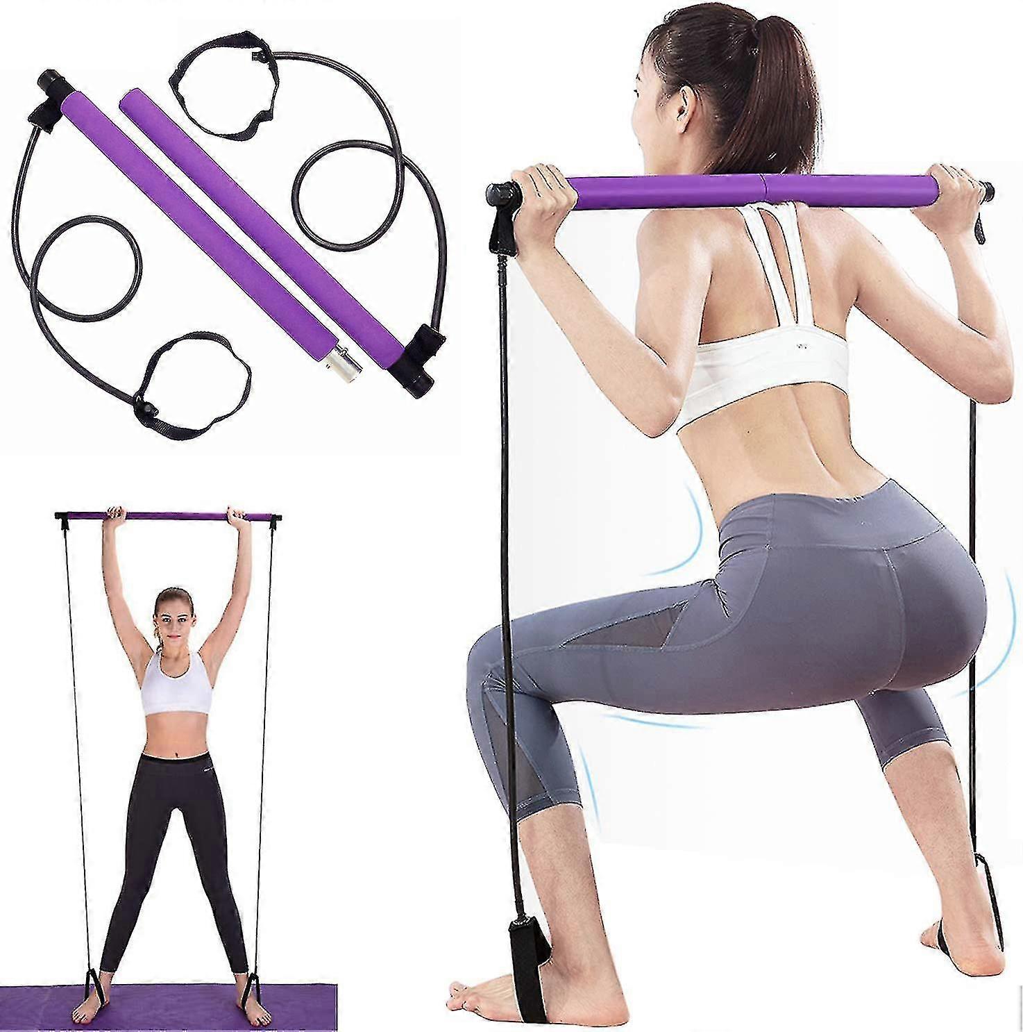 Pilates Exercise Bar With Resistance Band,for Whole-body Workouts