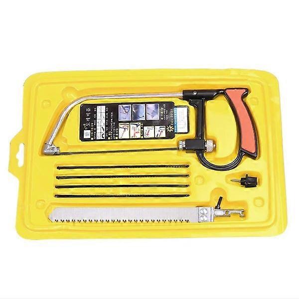 Hacksaw with Zinc Alloy and Steel Blades, Ergonomic Handle, Includes 5 Mini Blades and 1 Large Blade, Black & Red