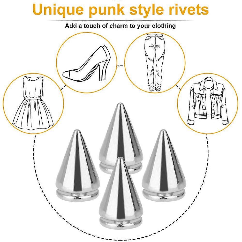 Lot de 10 goujons cônes vissés en métal solide Bullet Spikes Rivets punk pour sac d'artisanat en cuir Chaussures de vêtement Décor Collier pour animal domestique Anti-morsure-Argent, 8 x 13,5 mm Lot de 10 goujons cônes vissés en métal solide Bullet Spikes Rivets punk pour sac d'artisanat en cuir Chaussures de vêtement Décor Collier pour animal domestique Anti-morsure-Argent, 8 x 13,5 mm