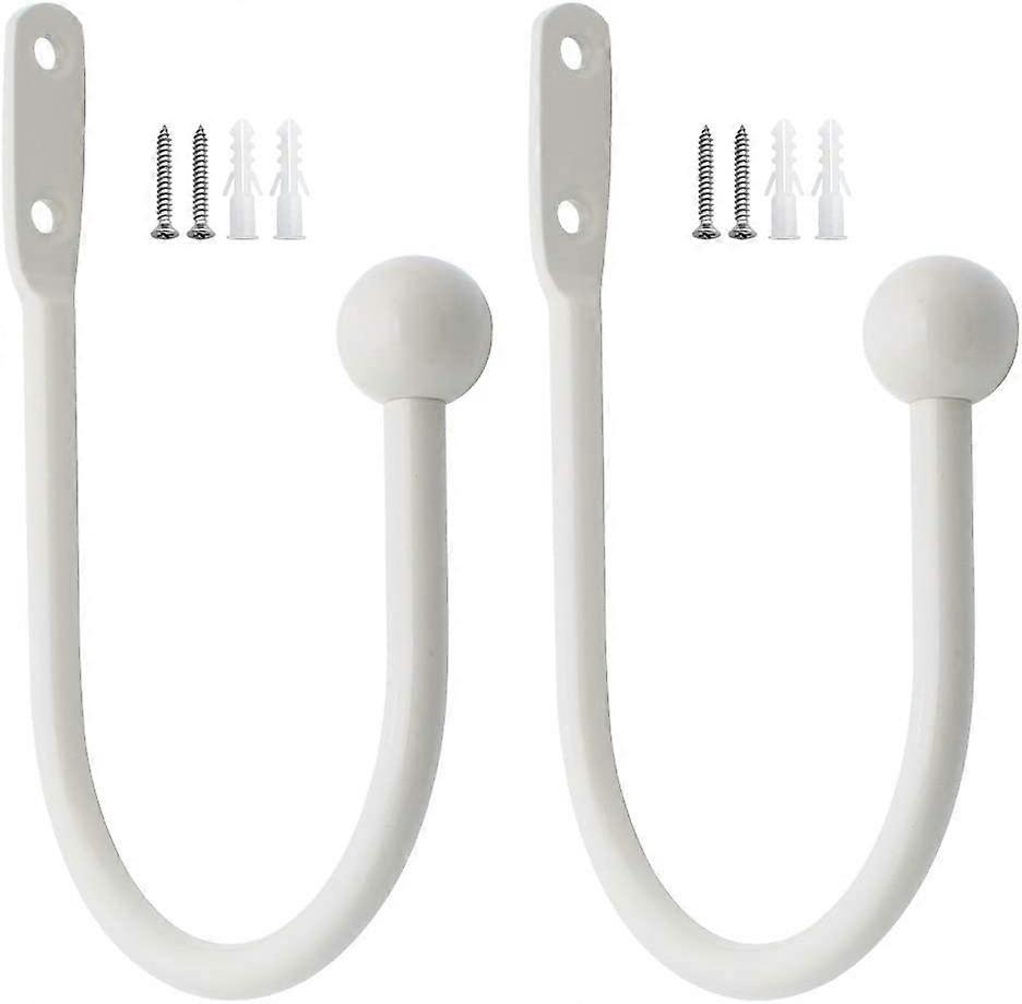 Pieces Curtain Drapery Holdbacks Decorative Window Hooks Curtain Tiebacks Metal Curtain Holdback Hooks for Heavy and Light Curtain Hooks Hook - White