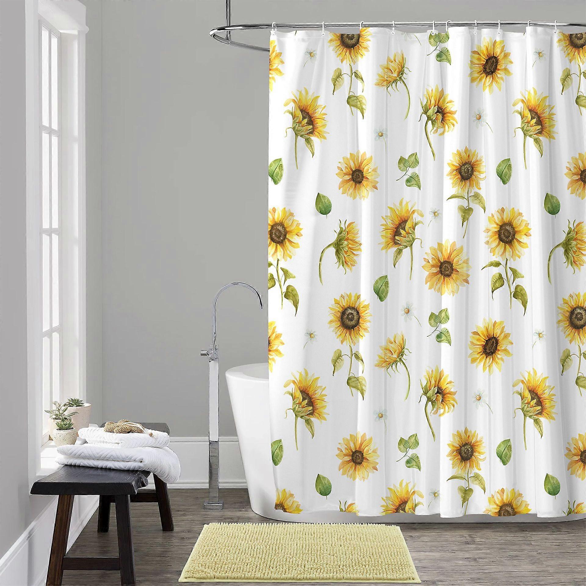 1st Gul Solros Duschdraperi För Badrum
