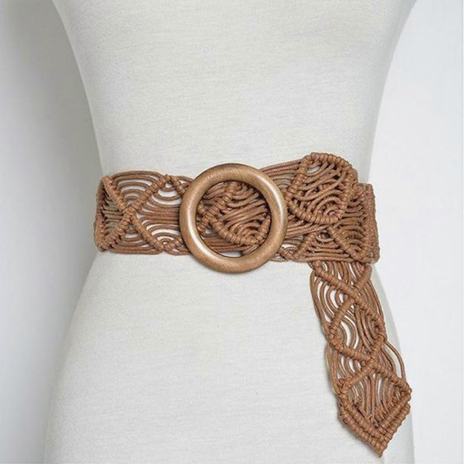 Brown braided decorative belt, 100-135 cm