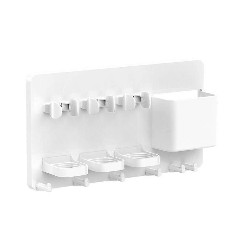 Electric Toothbrush Holder Self-Adhesive Wall Mounted Toothpaste Organizer Multifunctional Accessories Holder for Bathroom and Kitchen (White)