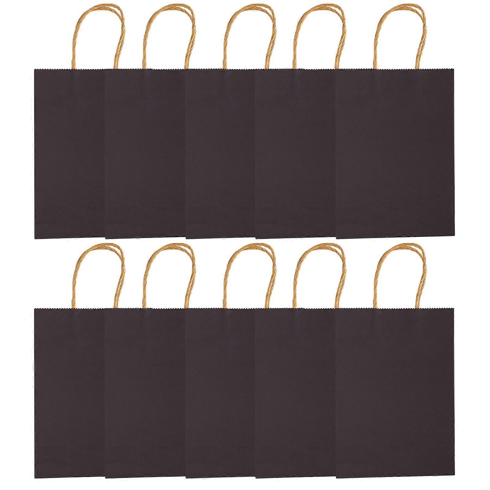 10pcs Portable Party Kraft Paper Bag Simple Shopping Packaging Gift Bag with Handle15 x 8 x 21cm Blue