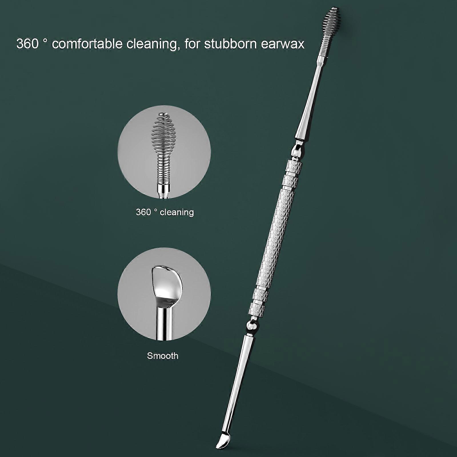 Ear cleaning tool 2-piece set double-head dual-purpose stainless steel ear pick set with storage box