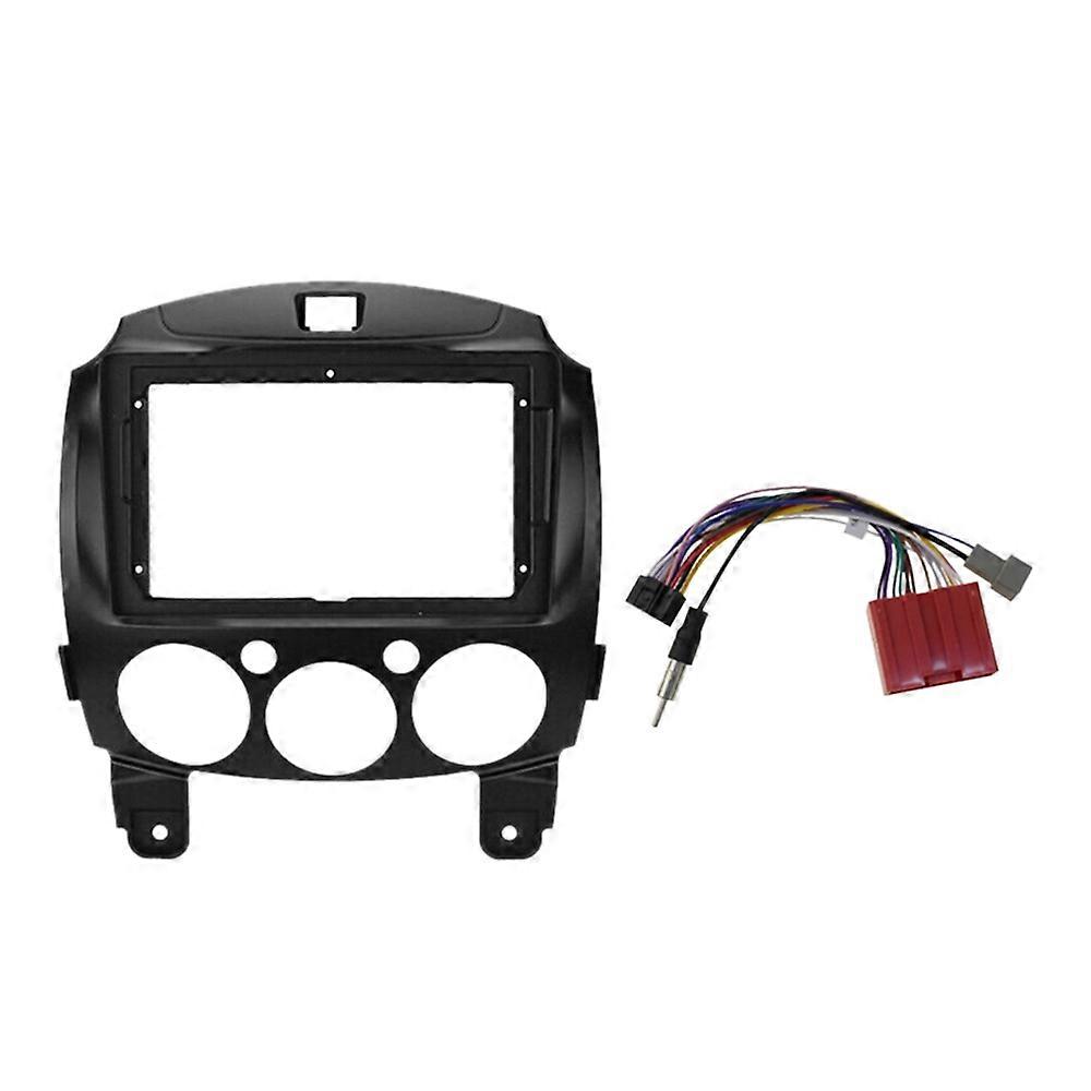 9 Inch 2DIN Car Dashboard Frame DVD Navigation Panel Frame Radio Audio Panel with Harness for 2 Dem