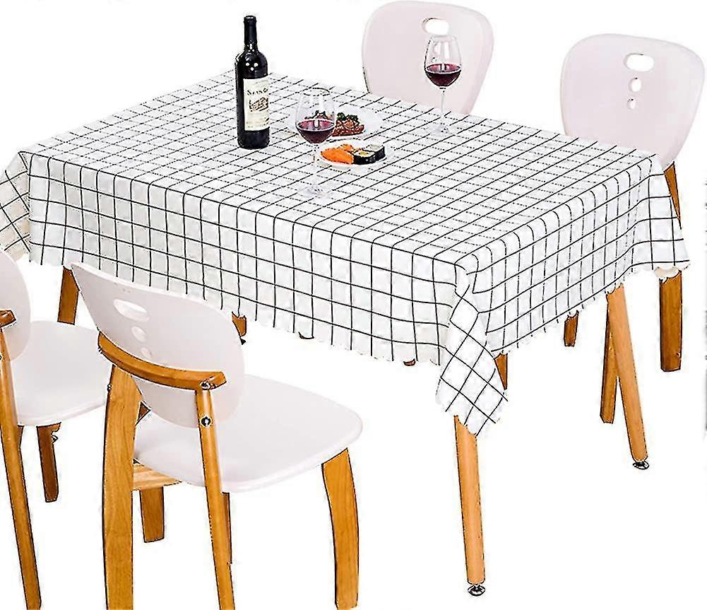 Pvc Table Clothwhite Checked Plastic Waterproof Tableclothfor Plastic Table