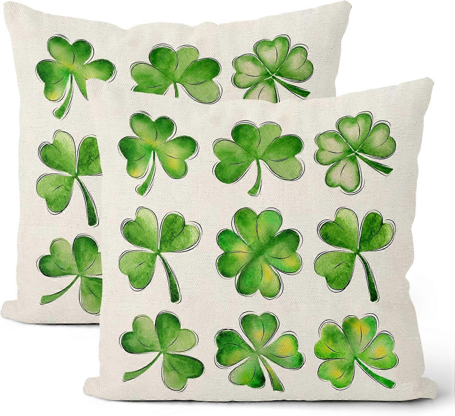 St Patricks Day Pillow Covers 18x18 Set of 2, Lucky Clover Polka Dot Throw Pillow Covers Shamrock Decorative Black Cushion Case St Patricks Day Decor