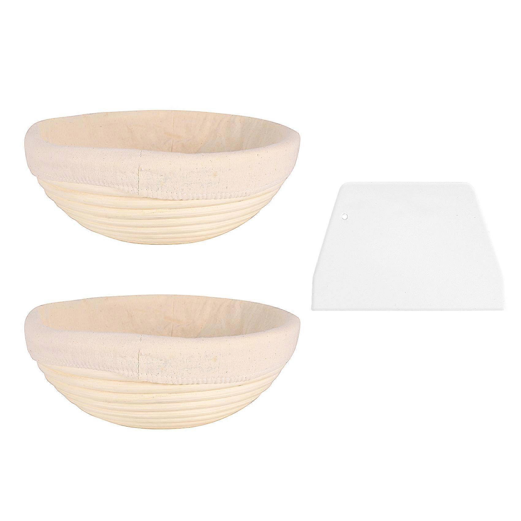 Round Set,2 Yeast Baskets for Bread and Bread Dough, Banneton Proofing Basket with Linen Inserts,Do