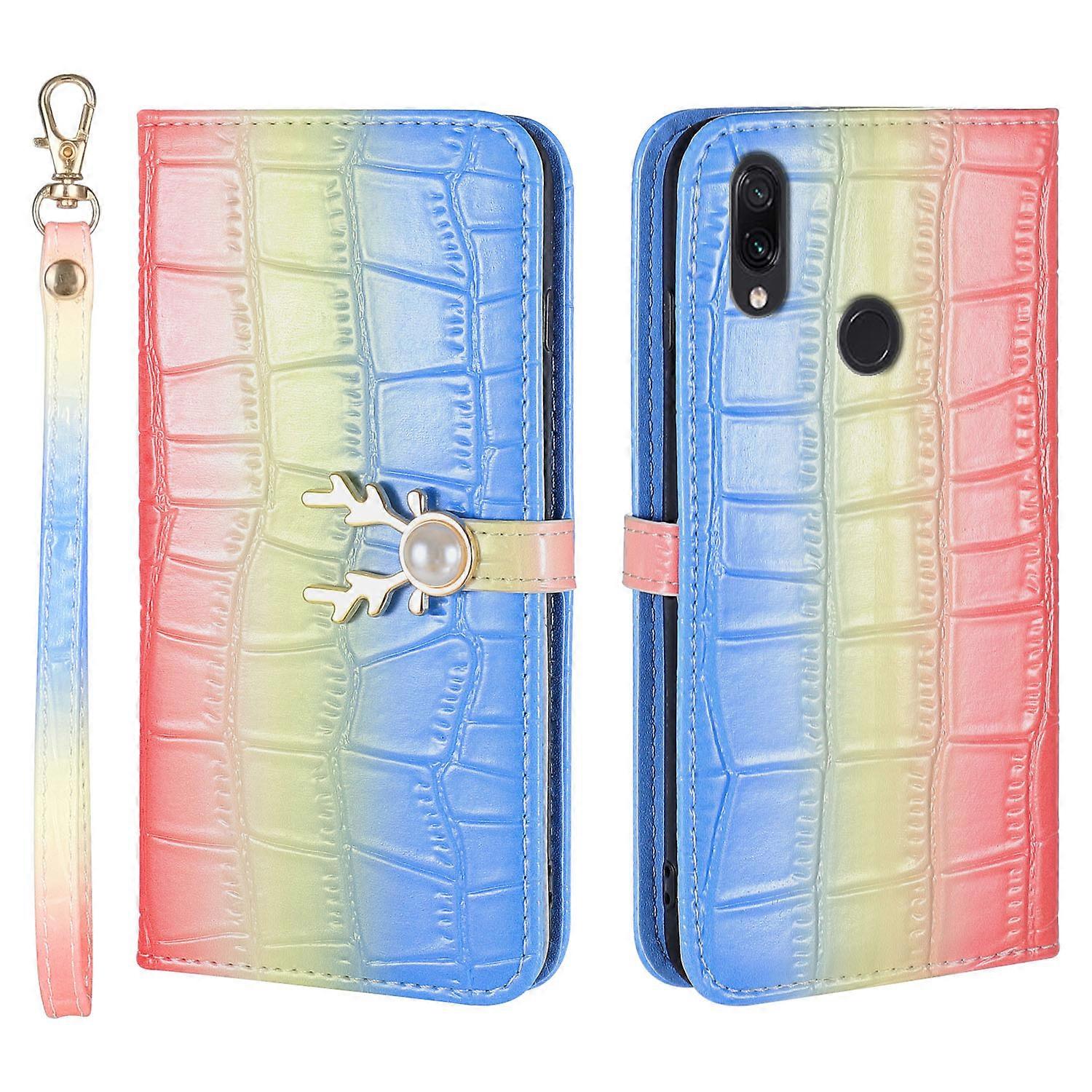 Elk Pattern Phone Case for Redmi Note 7 with Card Holder, lanyard, PU Leather Material, Wallet Function, Corner Fall Protection
