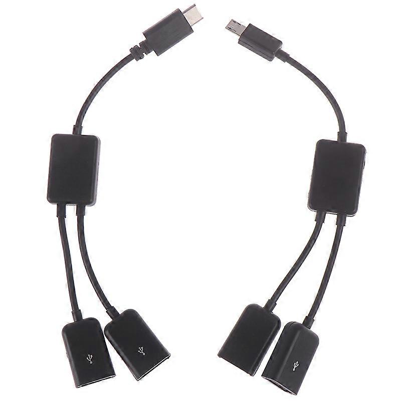 Micro USB / Type C to 2 OTG Dual Port HUB Cable Y Splitter for Tablet Android Mouse Keyboard Micro-USB Type-C Adapter Converter