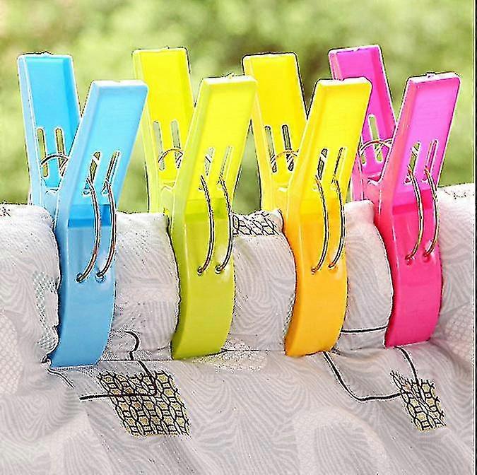 12pcs Large Bright Color Plastic Beach Towel Pegs Clips For Sunbed