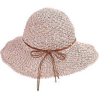 Women's Sun Straw Hat Foldable Straw Hat Wide Brim Bow for Outdoor Beach Activities