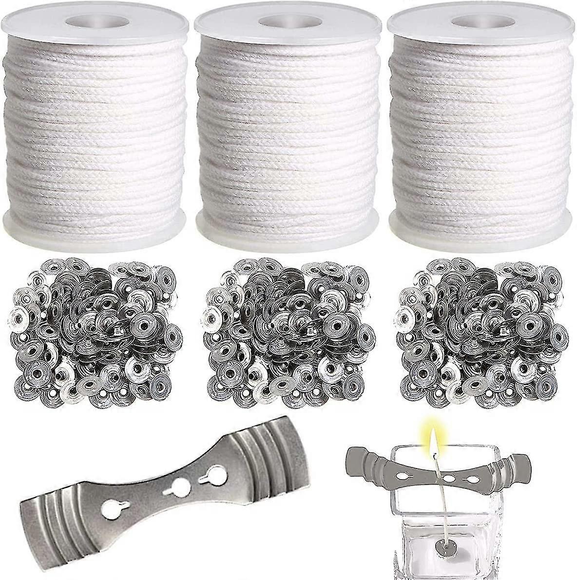 شمعة فتائل القطن ، 3 لفات مع 100pcs الفتيل المستدامين كيت