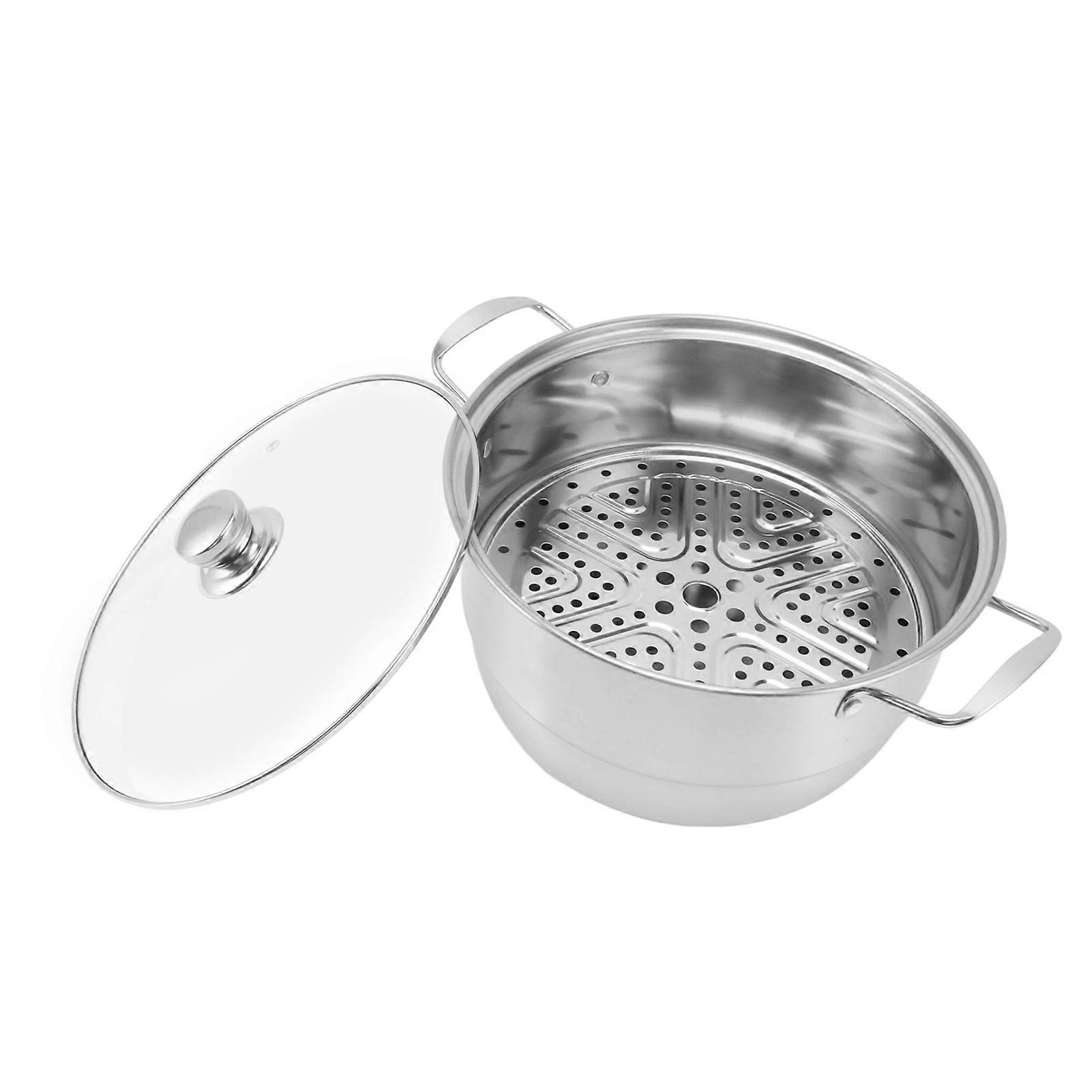 Large Capacity Stainless Steel Multi Layer Steaming Pot with Glass Lid