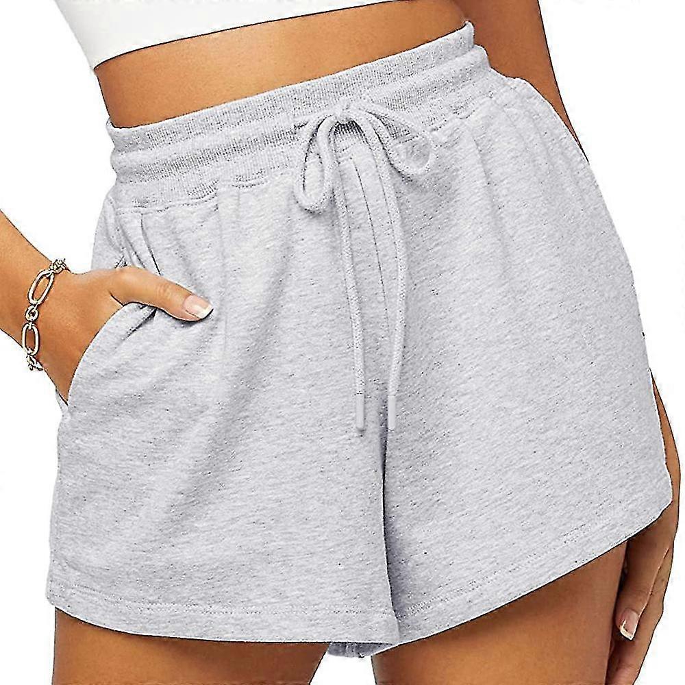 Women's Plain Drawstring Sweat Shorts for Gym Jogging Running, Polyester Fabric