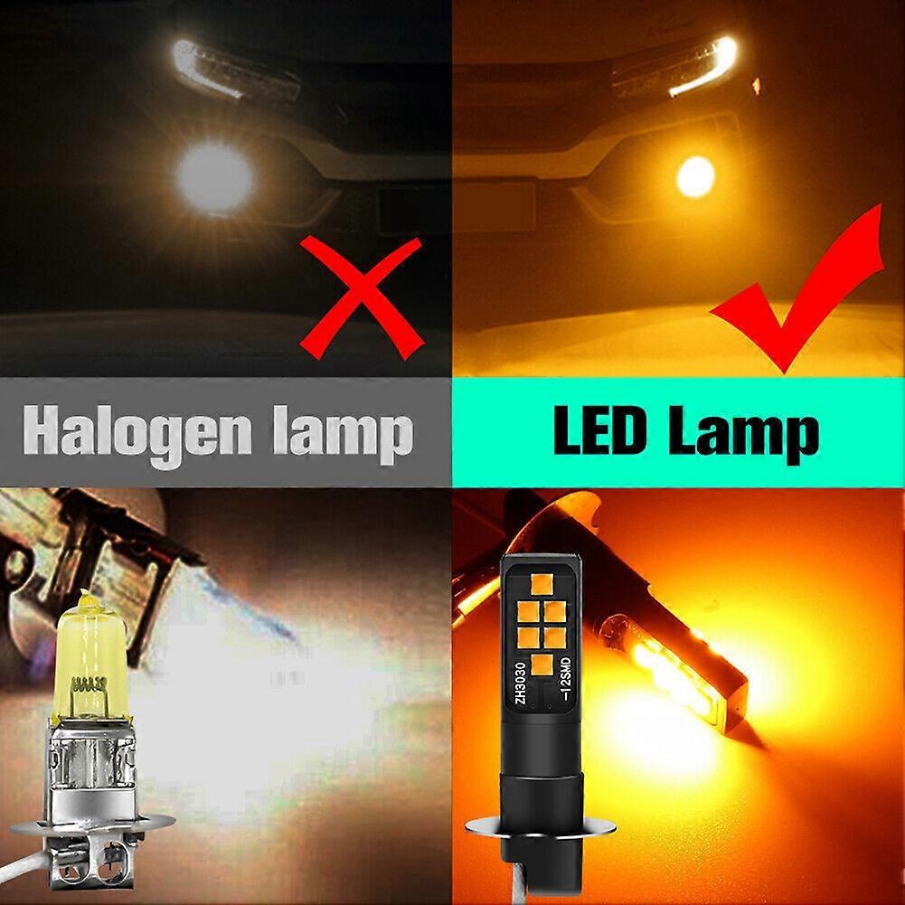 High Temperature Resistance Practical To Use Durable High Quality Led Fog Light Bulb 12 SMD 3030 Chips Amber H3
