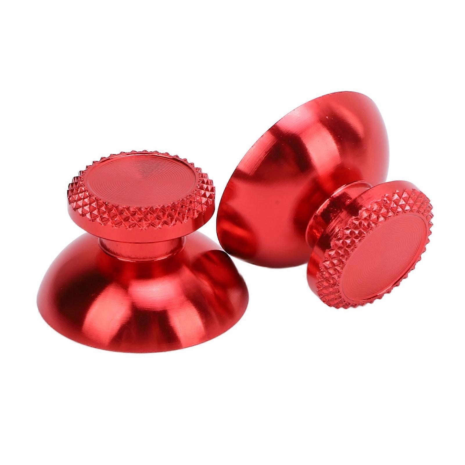 2Pcs Metal Analog Grips Stick Thumbsticks Controller Aluminum Alloy Metallic Joystick Handheld Game Console Accessories Red