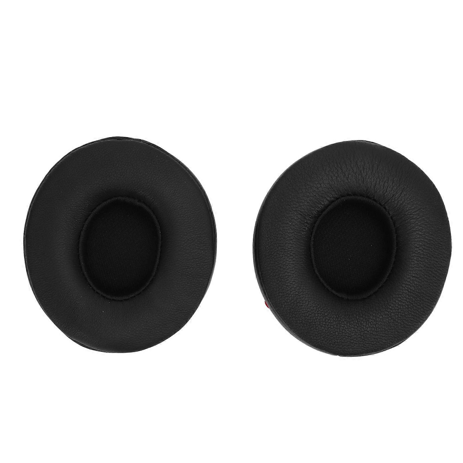 Headphone Ear Pads Noise Isolation Memory Foam Sheepskin Leather On Ear Headset Ear Cushions for Replacement Black