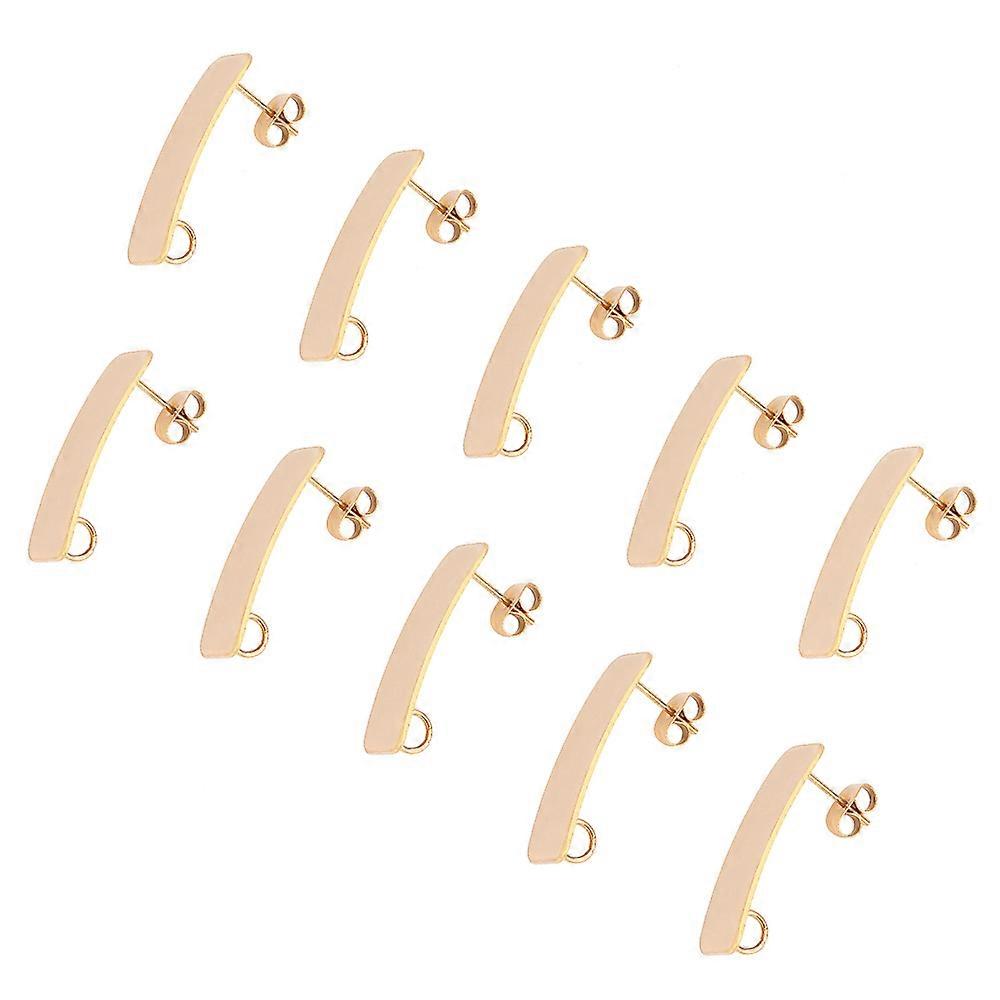 about 10pcs Golden Rectangle Stud Earrings Stainless Steel Ear Stud with Ear Nuts and Loop Rectangle Ear Studs Components Hypoallergenic Stud Earring 