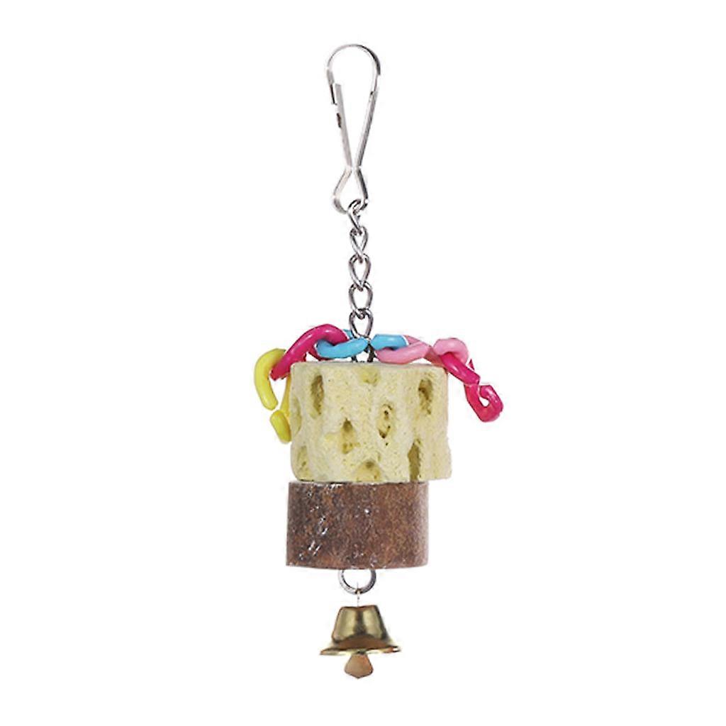 Parrot Chewing Toy Bird Beak Grinding Stone with Bell for African Greys Conure