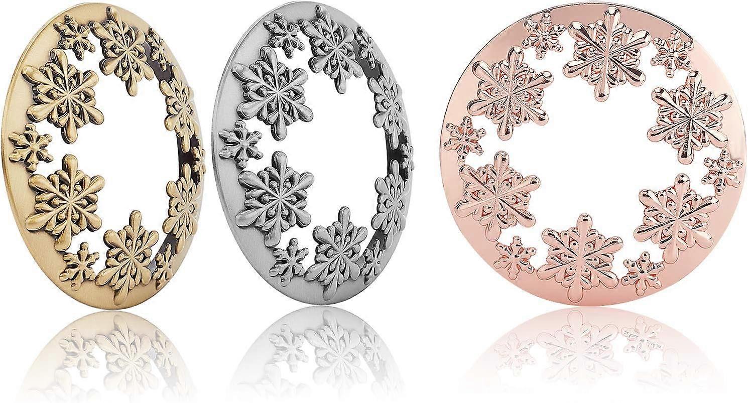 Zinc Alloy Candle Lids Candle Toppers Jar Candle Accessories with Snowflake Pattern Flat Round Mixed Color 81.5x10mm Inner Diameter: 68mm 3 colors 1pc