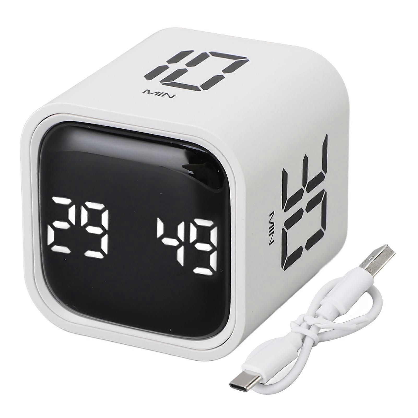 Gravity Timer Professional Silent Operation Digital Cube Timer for Time Management for Work Study Kitchen Meeting White