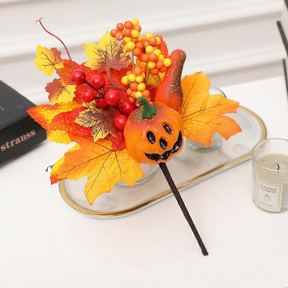 Citrouilles Artificielles Décorations Automne - Avec Feuilles D'érable, Baies, Pour Table Thanksgiving, Photo, 20x19 Cm - 6