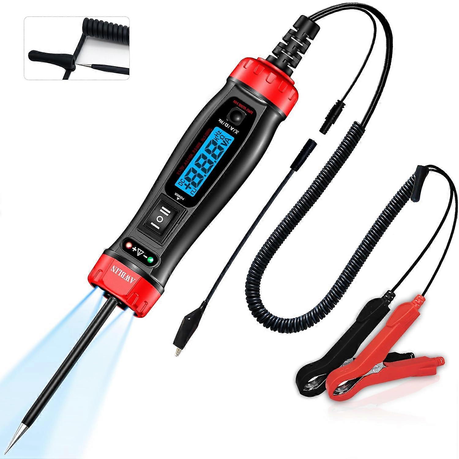 Upgrade Power Circuit Probe Tester, LCD Digital Automotive Test Light with Voltmeter&Illumination, D