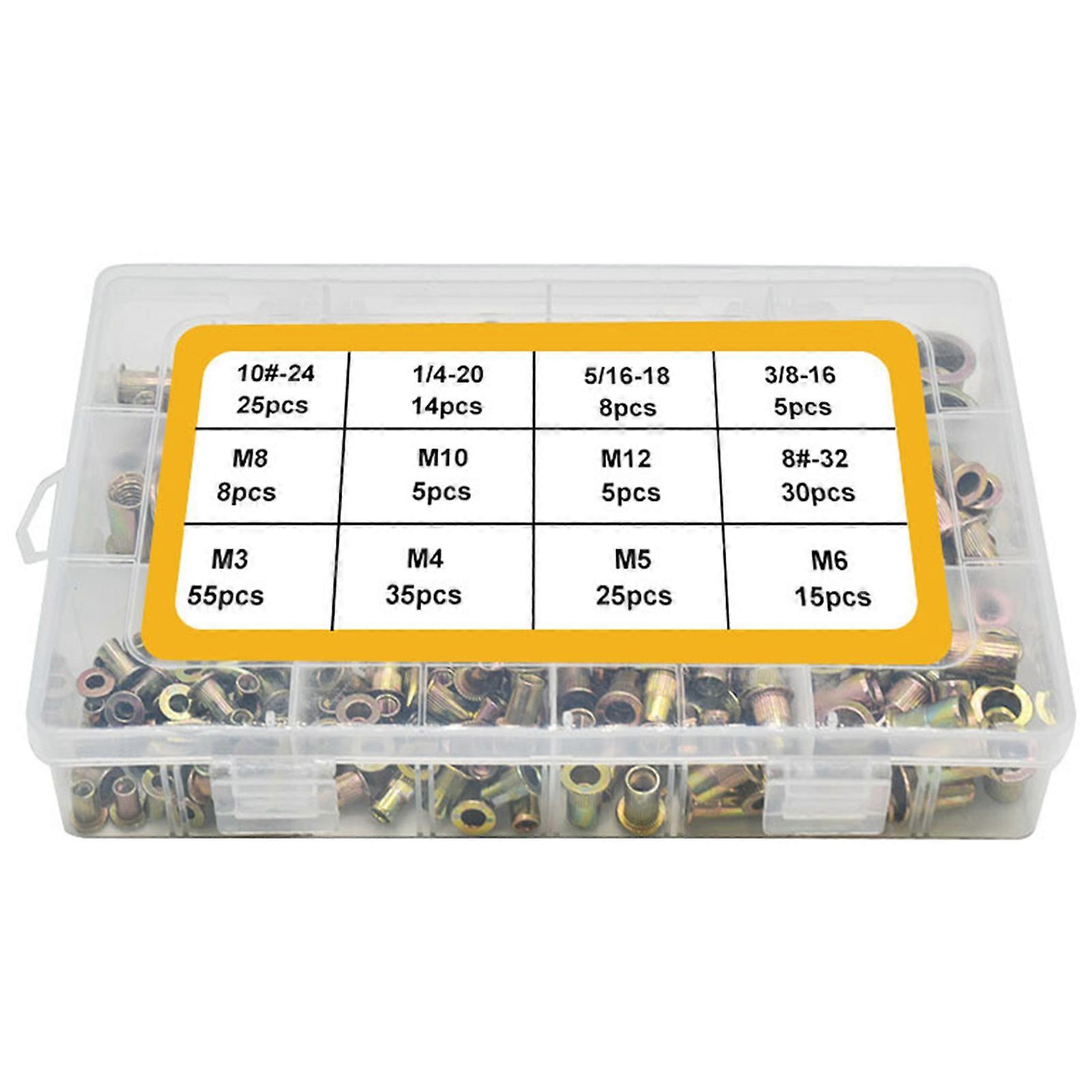 150/230Pcs Rivets Nuts Rivnut Assortment Kit 8#-32 10#-24 1/4-20 5/16-18 3/8-16
