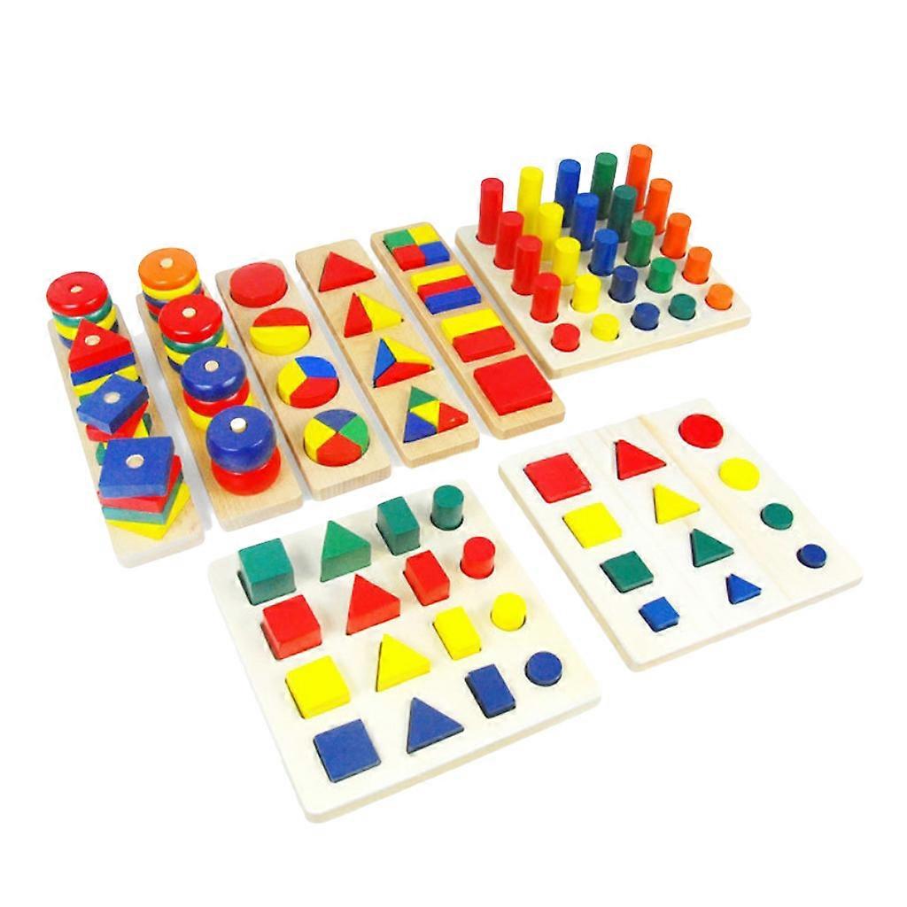 Kids Building Blocks Set Geometric Shape Matching Learning Classic Educational f