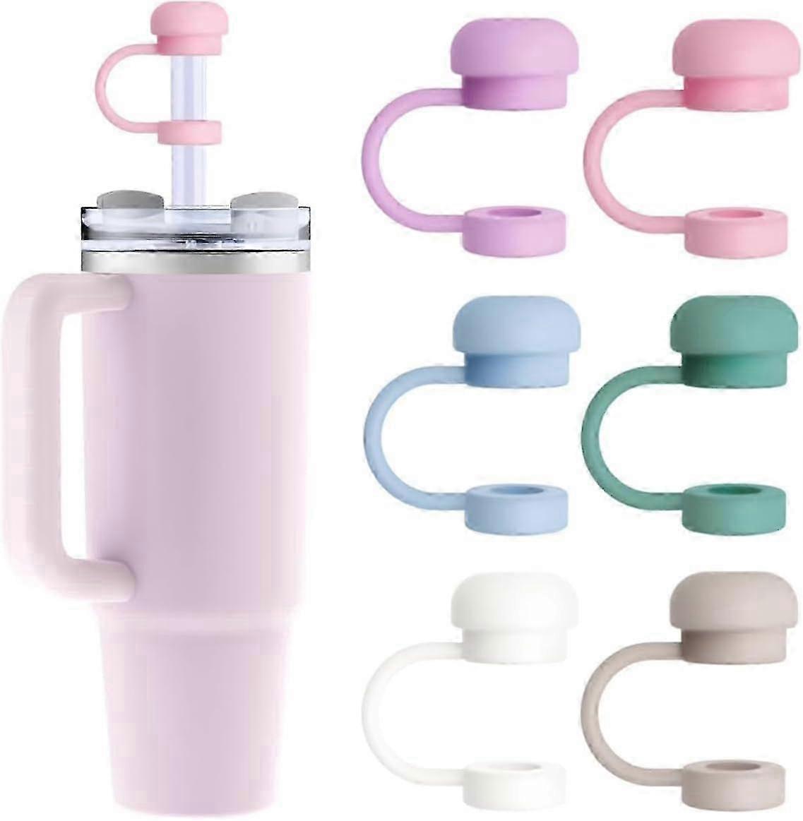 6Pcs 밀짚 토퍼 캡, 0.4인치 10mm 소프트 실리콘 밀짚 커버 Stanley Tumbler 40-20oz용, 방진 및 누출 방지 재사용 가능한 빨대 팁