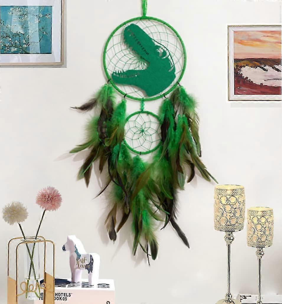 صائد أحلام الديناصورات للأولاد والبنات ، حلم الماسك الخفيف ديكور الحائط ريشة الجدار المعلق دينو دريم الماسك هدية الأطفال- MXBC