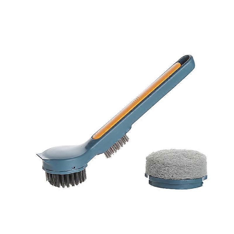 Dish Brush with Handle and Replacement Brush Heads Navy Blue