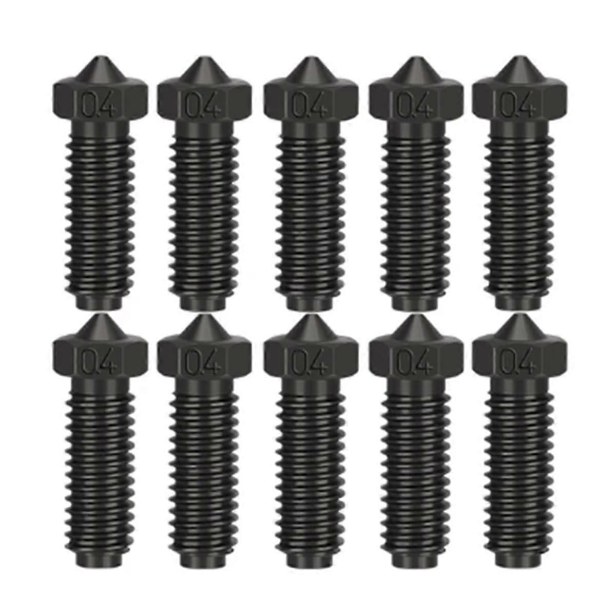10 Stück Düsen aus gehärtetem Stahl für 2 Düsen 0,4 mm High Flow 0,75 mm Filament 3D-Drucker