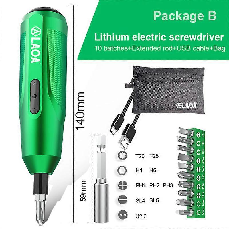 LAOA Electrical Screwdriver Set 4V Lithium-ion Battery Multi-Function USB Rechargeable Cordless Power Drill with Bits Kit