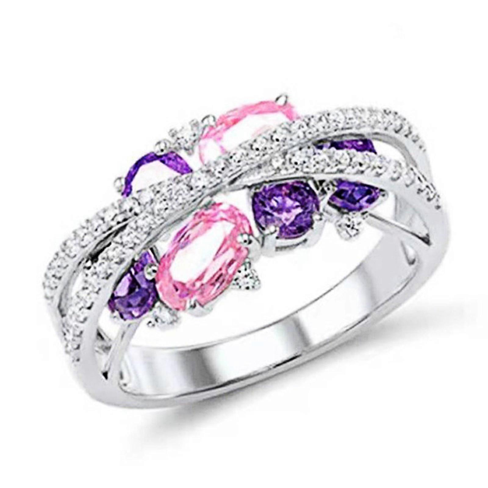Ring Double X Motif with Hollow and Diamond Contemporary Style Multi-Size Great Gift