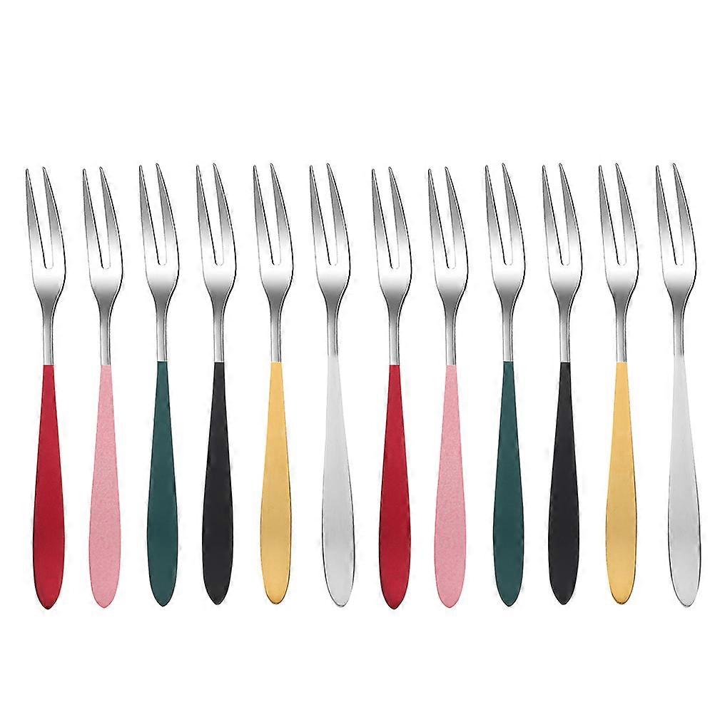 12 יחידות מזלגות עוגה מיני נירוסטה ביתית מזלגות אוכל מזלג פירות חטיפים