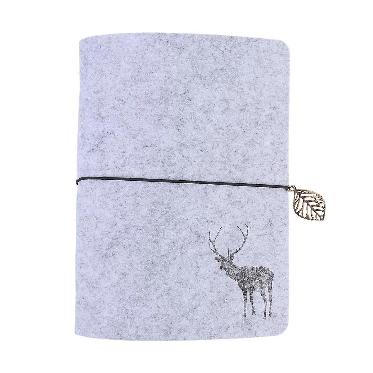 Felt Cover Notebook Simple Notepad Memo Notebook Creative Note Pads Writing Notebook A5 Light Grey