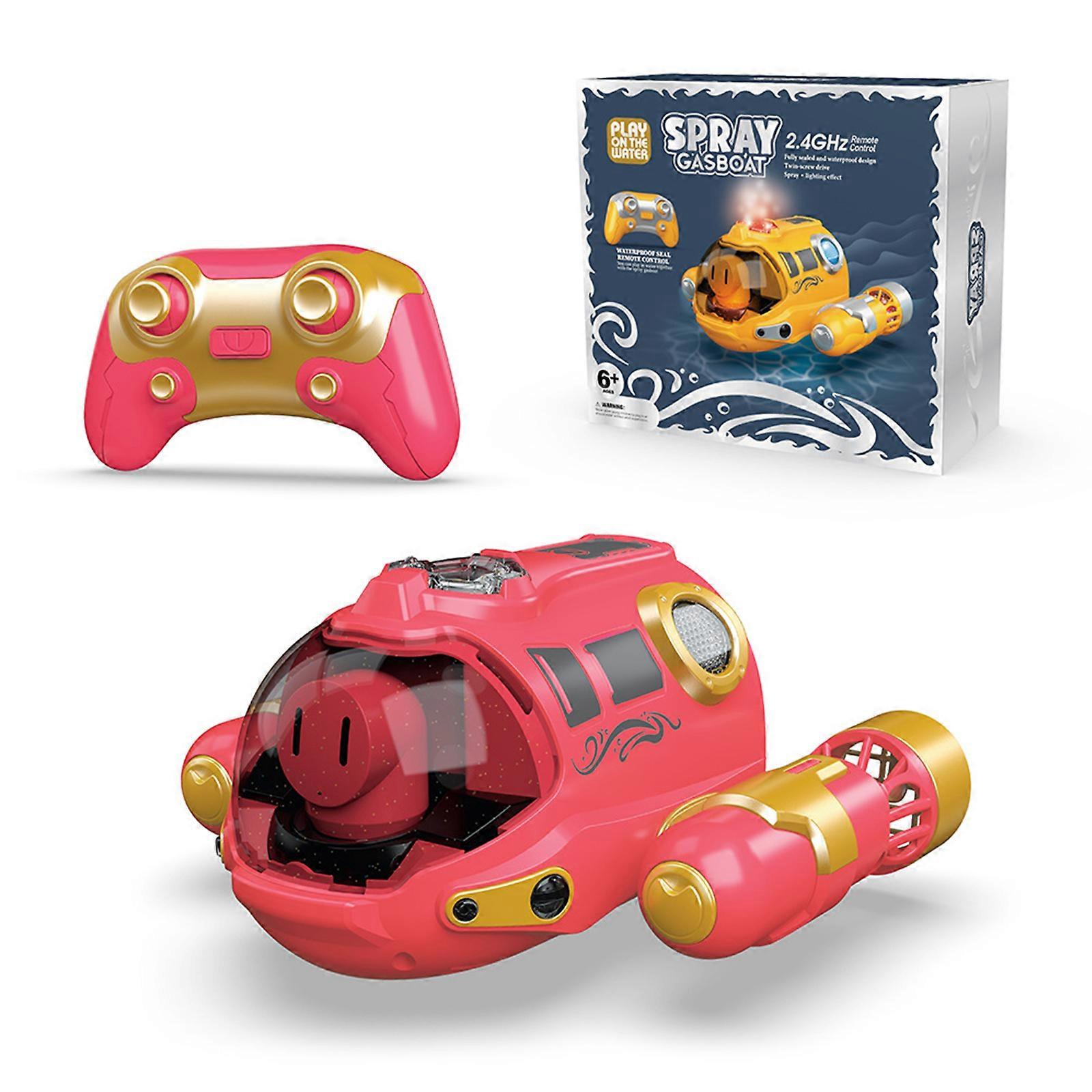 Children Remote Control Boat, Self Righting Rc Boat With Led Lights And Spray Gasboat Water Toy For Pool Lakes