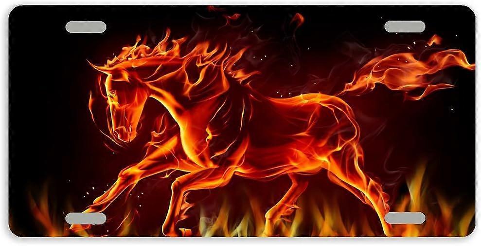 Tampa de Placa de Licença de Carro de Metal Fire Horse com 4 Furos 12 x 6 Polegadas