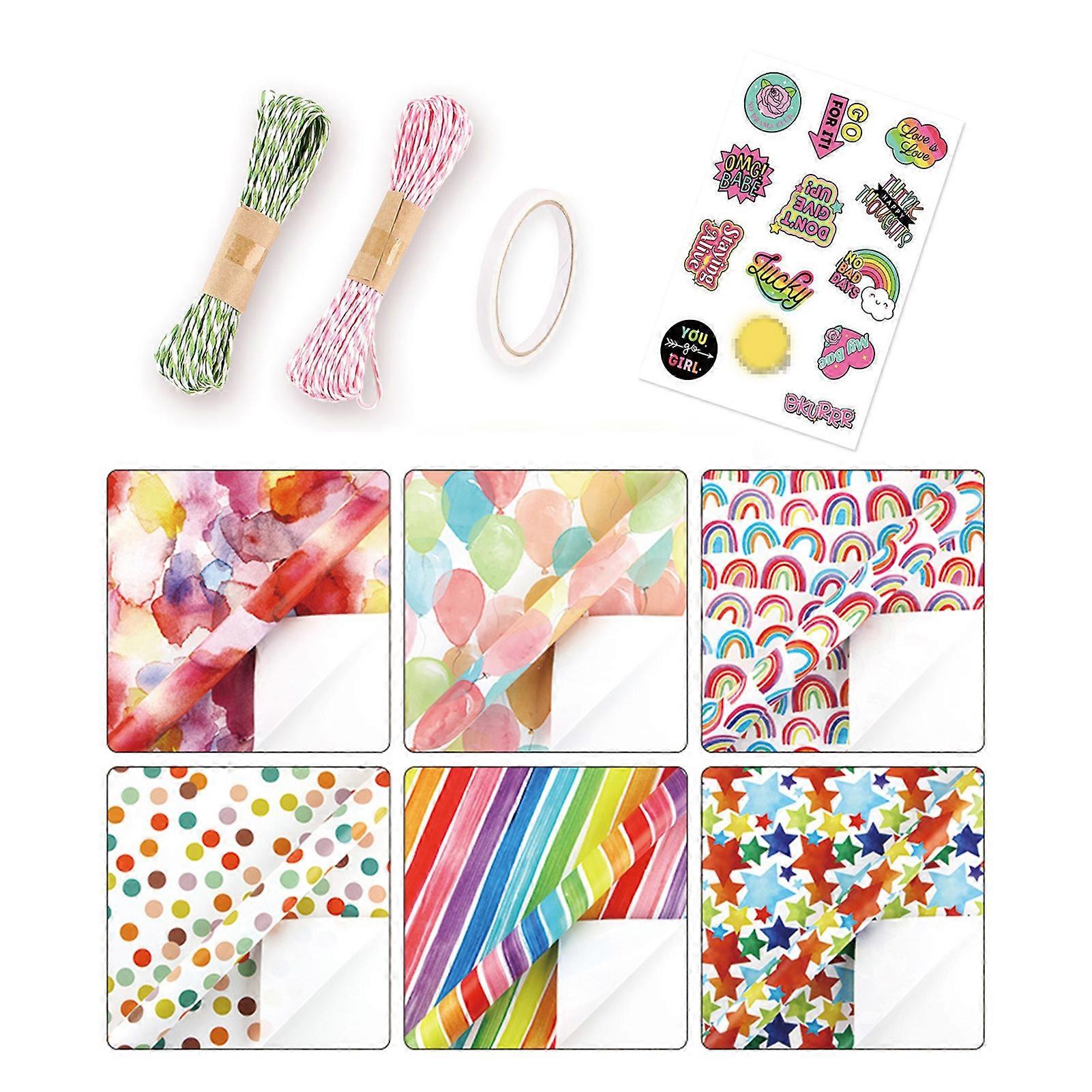 MengXi Wrapping Paper Rainbow Decor Exquisite Print Colorful All Occasion Wrapping Paper Bundle for Wedding