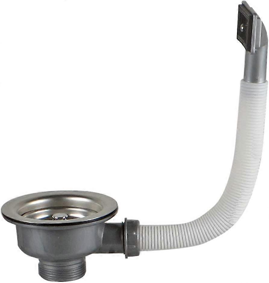 Sink drain with overflow Square stainless steel basket 110 mm, Stainless steel, Drain + Basket