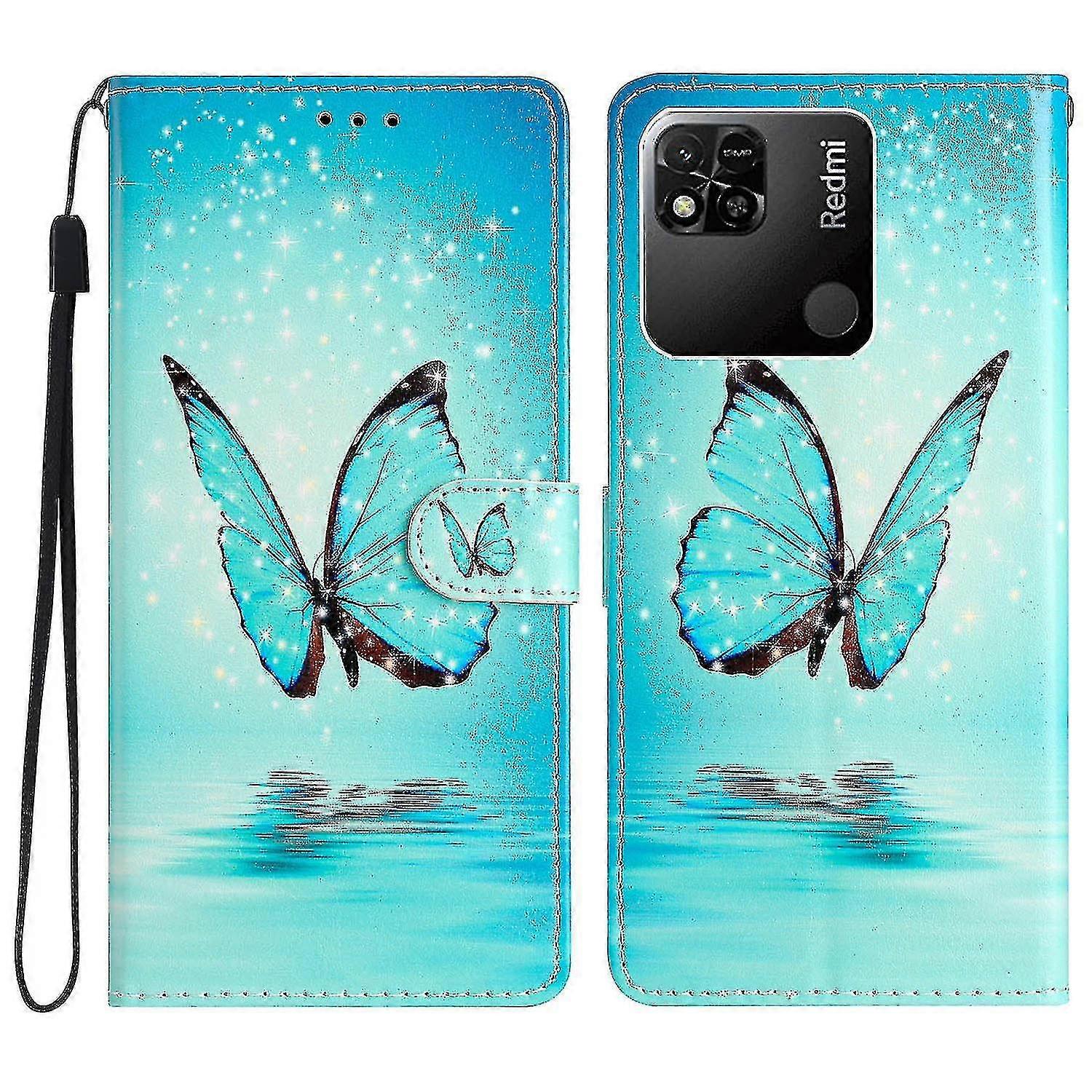 For Xiaomi Redmi 10a Pattern Printing Pu Leather Magnetic Clasp Stand Case Phone Wallet Cover With Strap