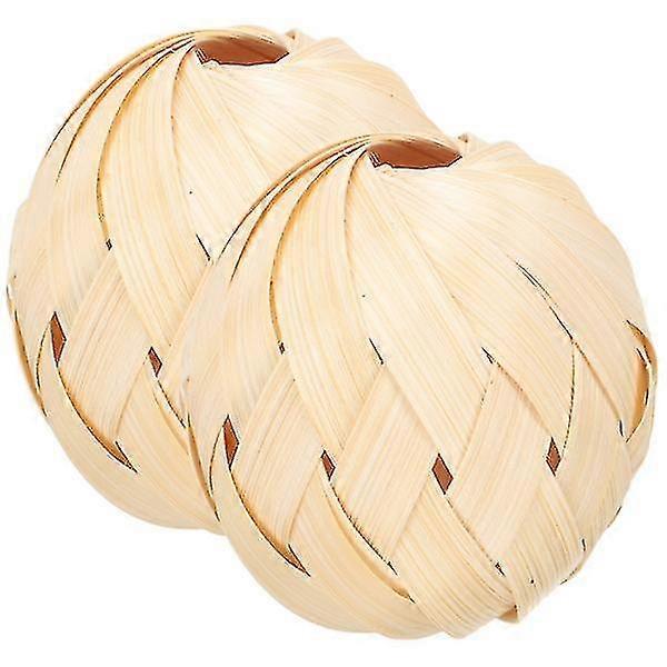 2pcs Woven Bamboo Ball Crafts Mini Egg Storage Baskets Small Lantern Bamboo Lampshade