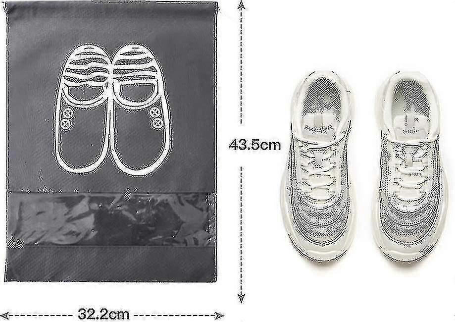 15 Pieces Shoe Bag, Breathable Non-woven Shoe Covers With Drawstring Clear Window Dustproof Compatible For Travel Home