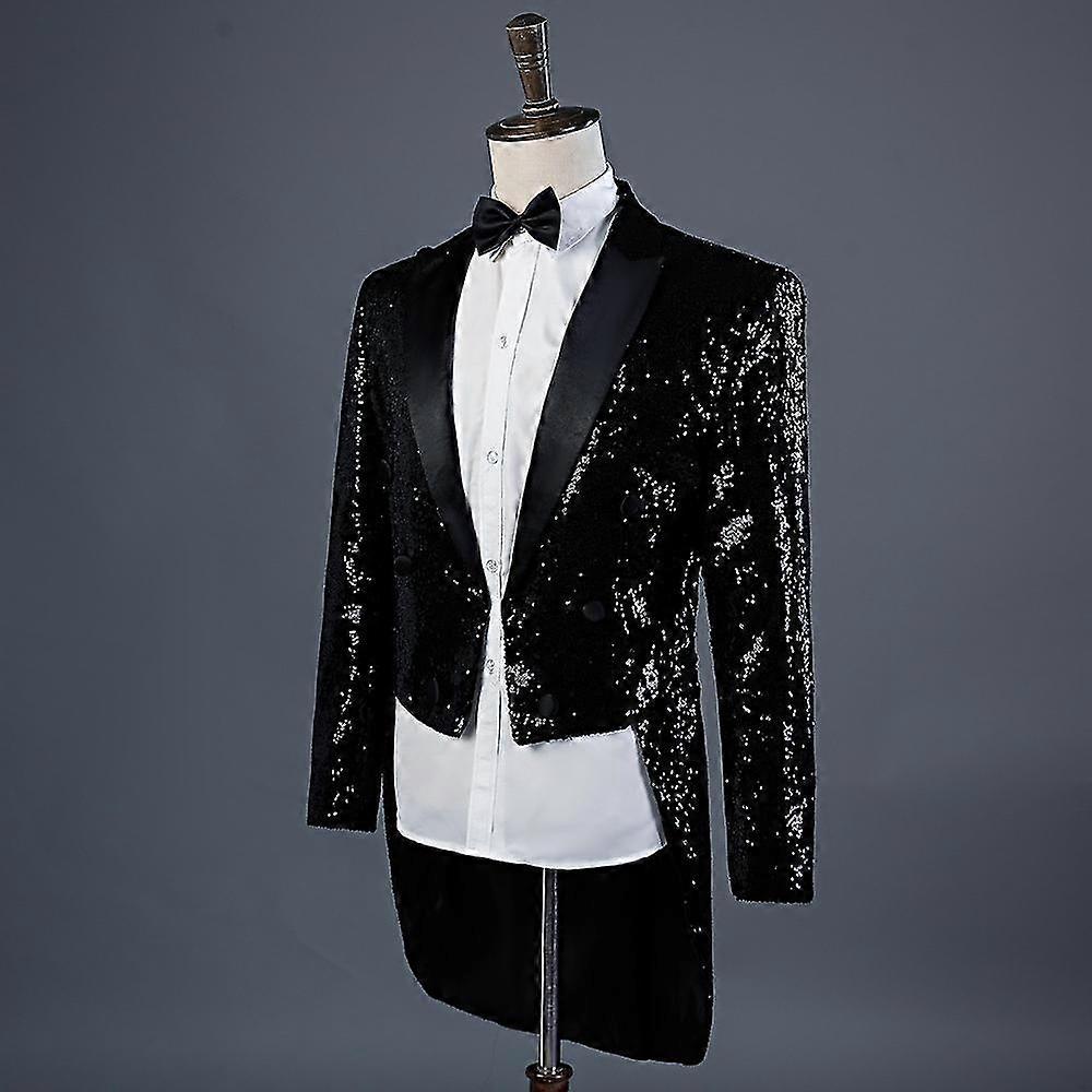 ブティック新しいスパンコールタキシードステージドレスマジシャンズコートナイトクラブバーホストコートスーツメンズスーツ