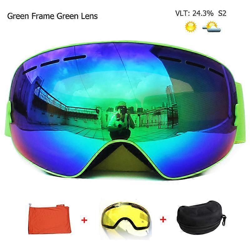 ダブルレイヤースキーゴーグルUV400防曇ビッグスキーマスクメガネスキースノースノーボードアイウェアグレースレンズミラーゴーグルケース