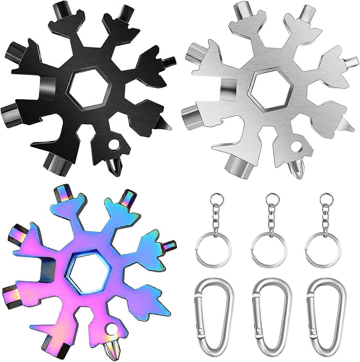 good 3Pcs 18 in 1 Snowflake Multi-Tool Christmas Gift for Men Snowflake Portable Multi-Tool Small Christmas Gifts