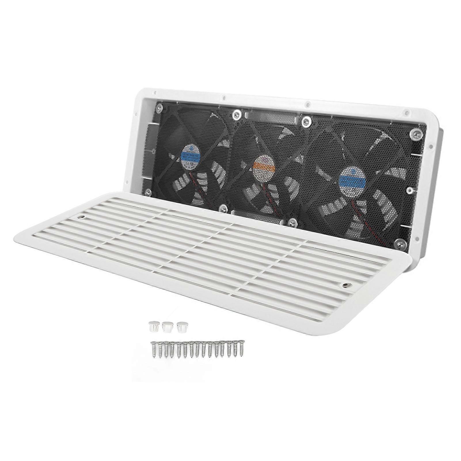 Rv Refrigerator Fan 12V Three Fans Quiet RV Side Vent Fan with Protecting Net for RV Motorhome Yacht Boat